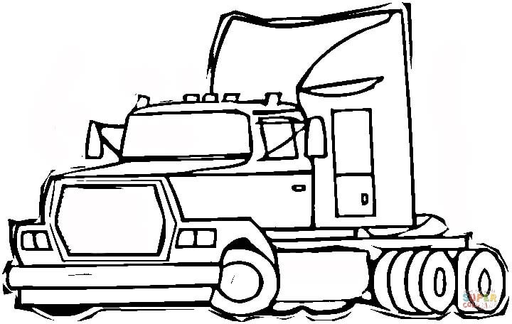 720x456 Wheeler Semi Truck Coloring Page Netart Semi Truck Coloring