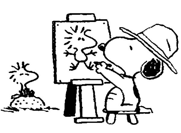 600x441 Snoopy Drawing Woodstock On Canvas Coloring Pages Best Place