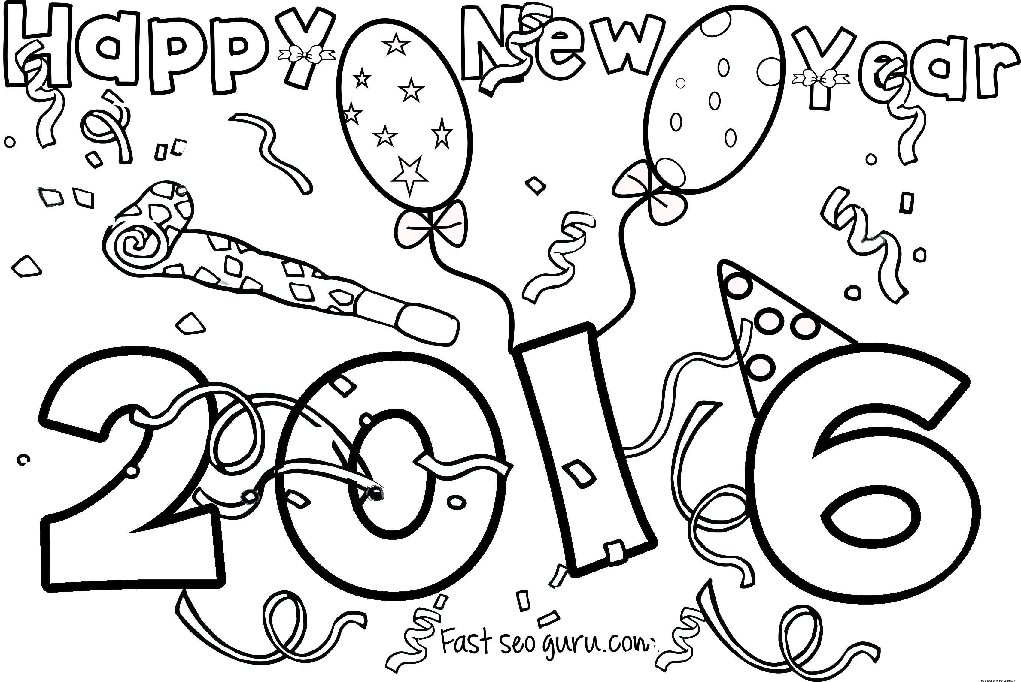 3399x2272 Happy New Year Coloring Pages