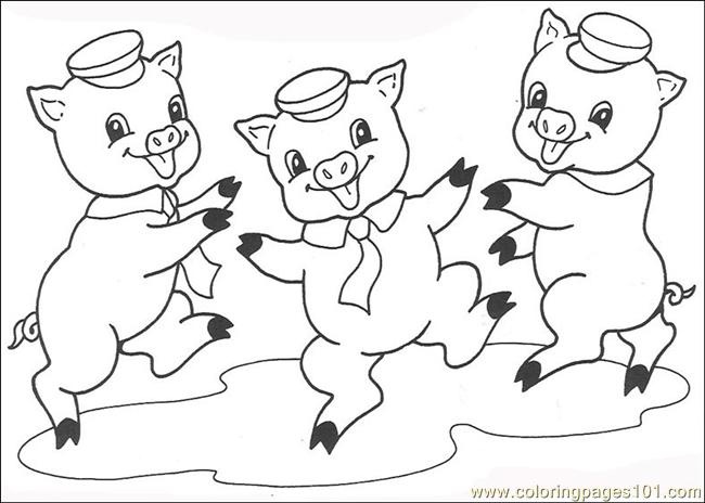 650x464 Free Printable Coloring Image The Three Little Pigs Three