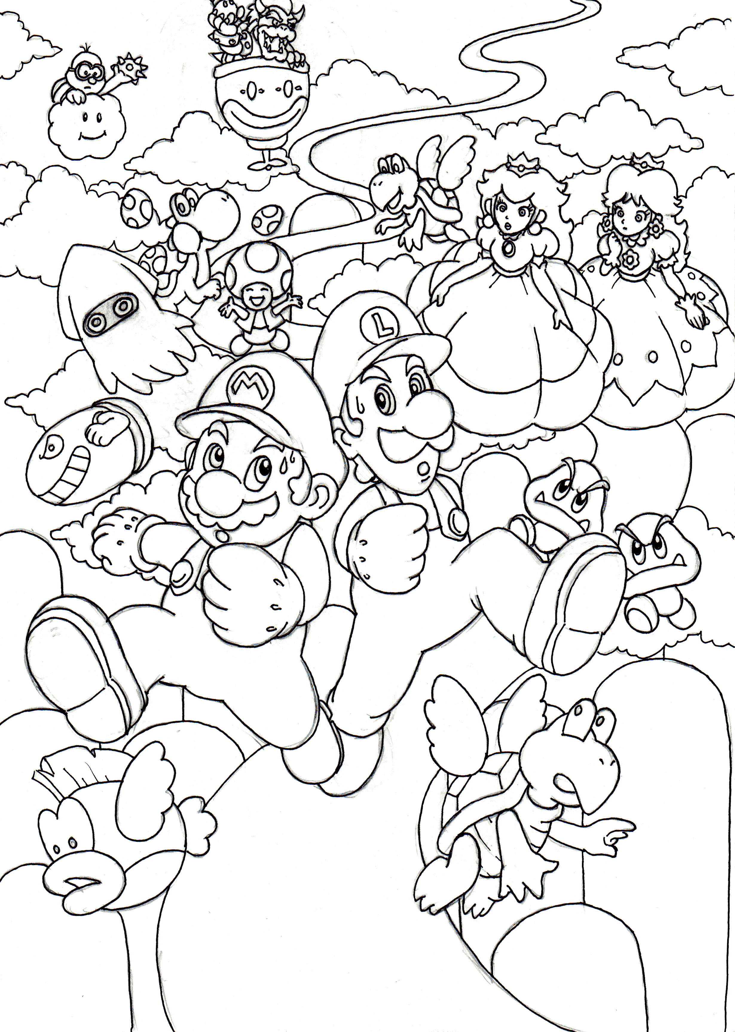 2459x3450 Super Mario Land Coloring Pages