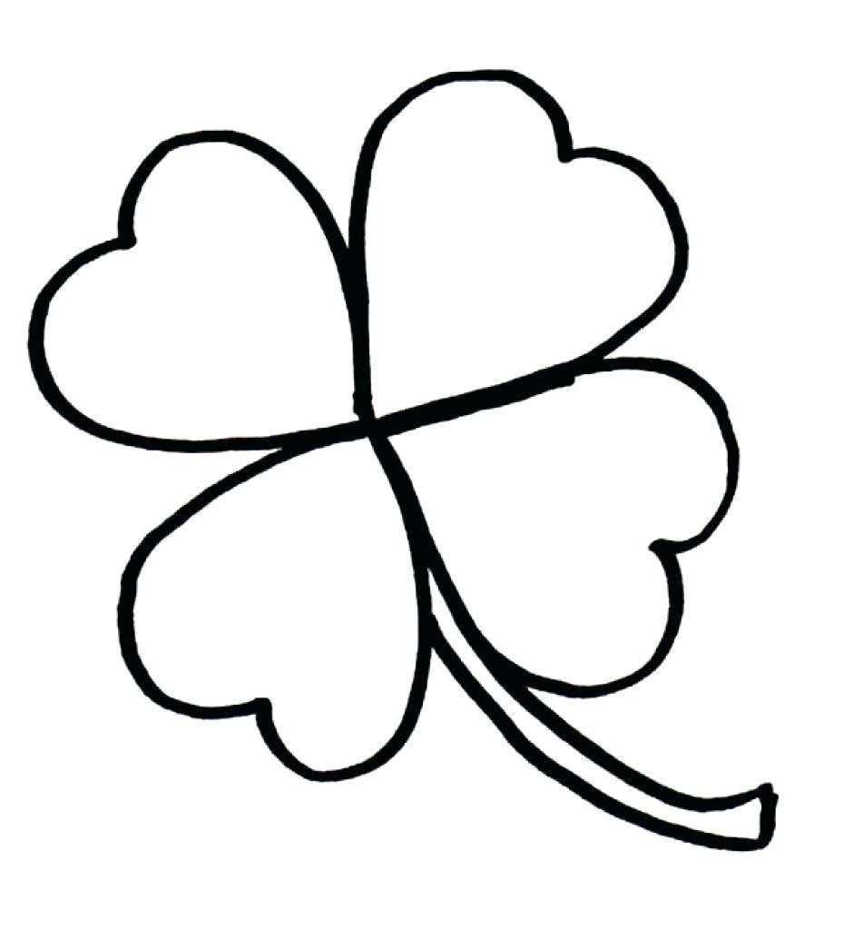 929x1024 Four Leaf Clover Coloring Page For Color