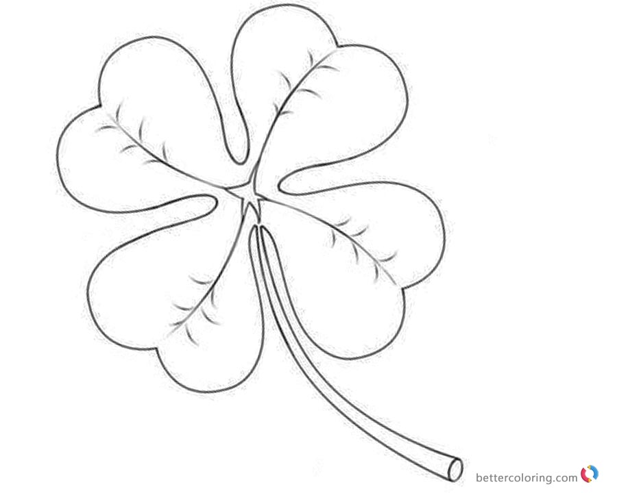 900x720 Four Leaf Clover Coloring Pages Simple For Kids