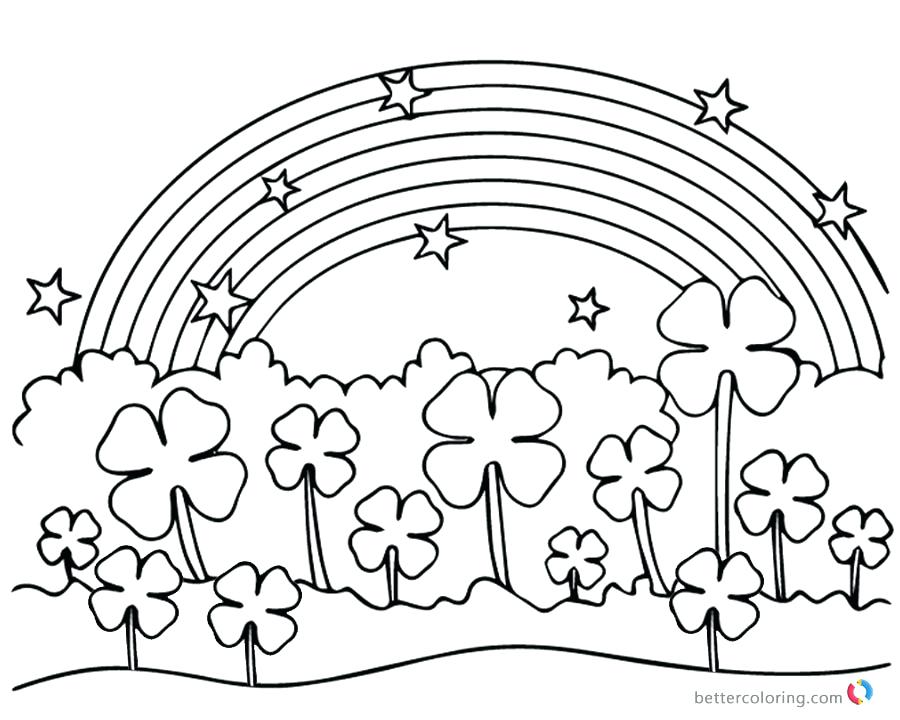 900x720 Free Printable Four Leaf Clover Coloring Pages Three Page