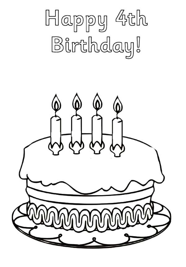 600x858 Happy Birthday Coloring Pages Birthday Cake For Fourth