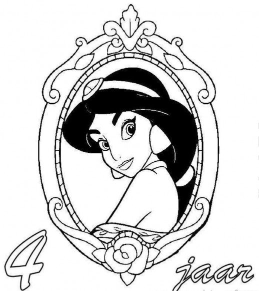 518x581 Princess Jasmine In Fourth Birthday Disney Wallpaper Coloring