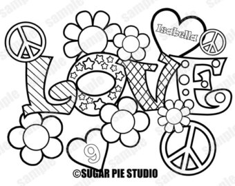 340x270 Hippie Coloring Page Etsy
