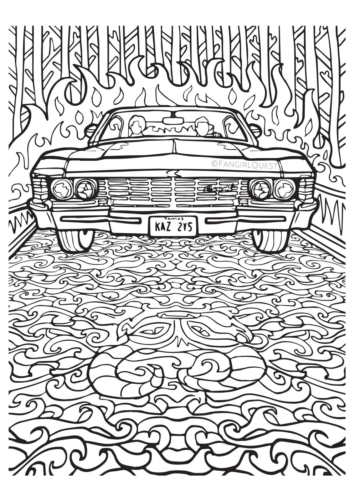 1131x1600 Supernatural Coloring Images Impala