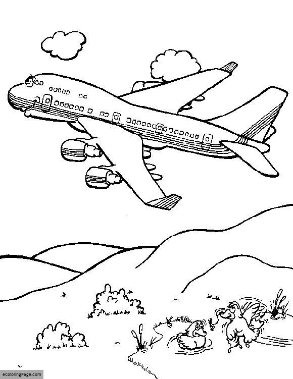 580x751 Ducks And A Boeing Jumbo Jet Airplane Coloring Page Printable