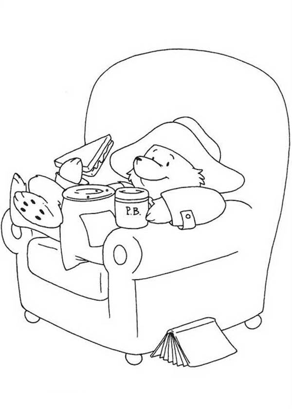 600x840 Paddington Bear Eating Sandwich Coloring Page Color Luna