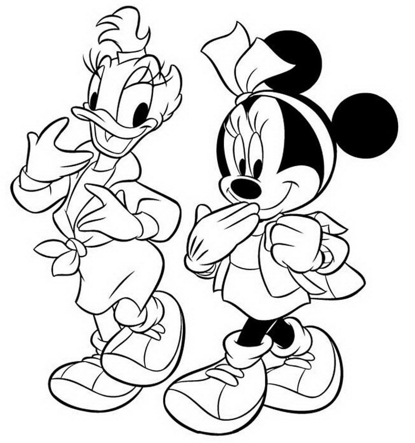 826x881 Minnie And Daisy In Coloring Page Cartoon Pages