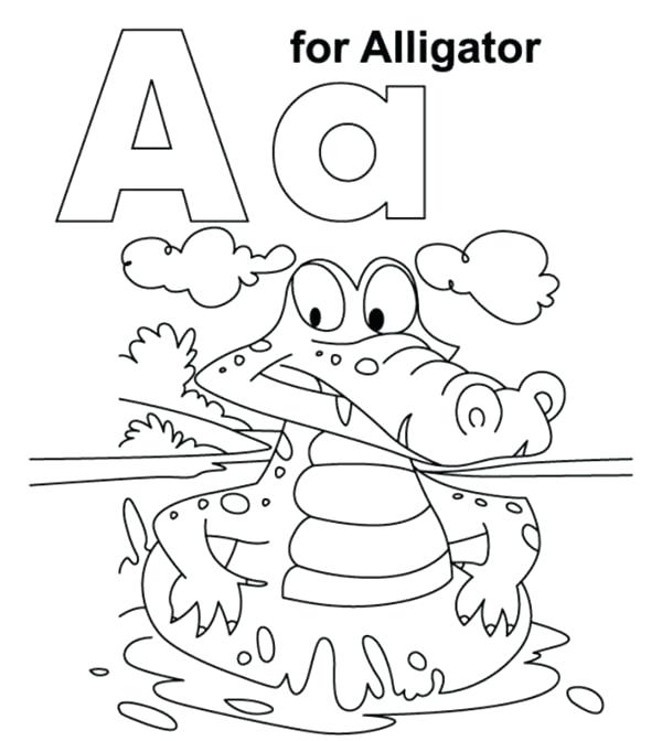 600x672 Coloring Page Alligator A Coloring Pages Letter A Coloring Pages