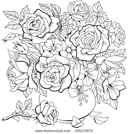 450x470 Flowers Coloring Pages Adult Coloring Pages Flowers Flowers