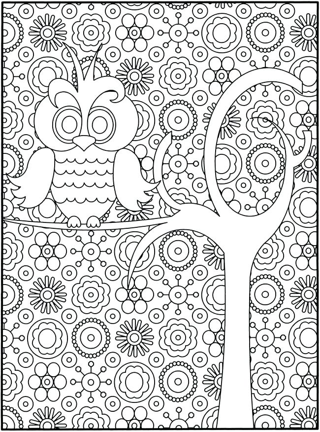 650x876 Owl Coloring Pages Detailed Owl Coloring Pages For Adults Abstract
