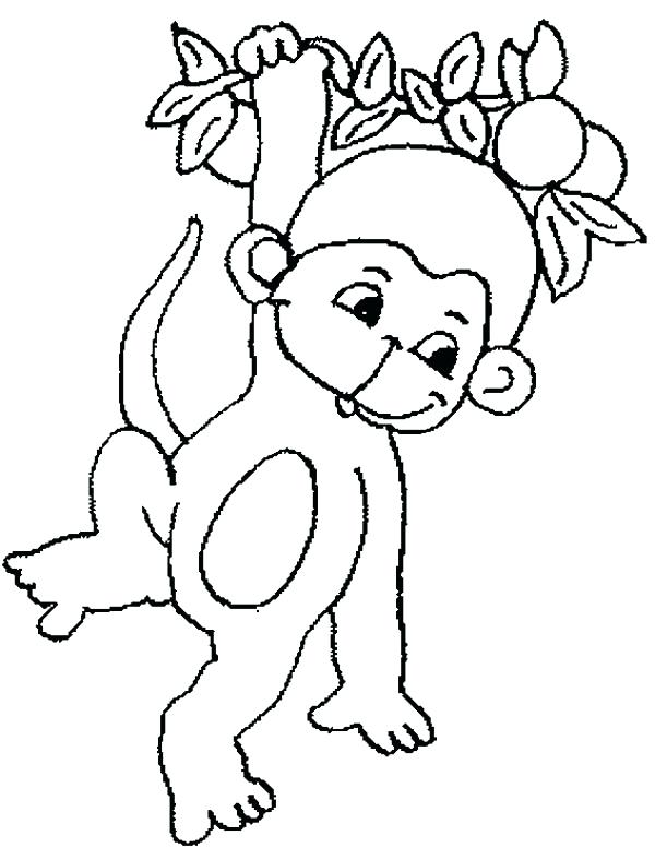 600x777 Picture Of Tree To Color Cute Baby Monkey Hanging On Tree Coloring