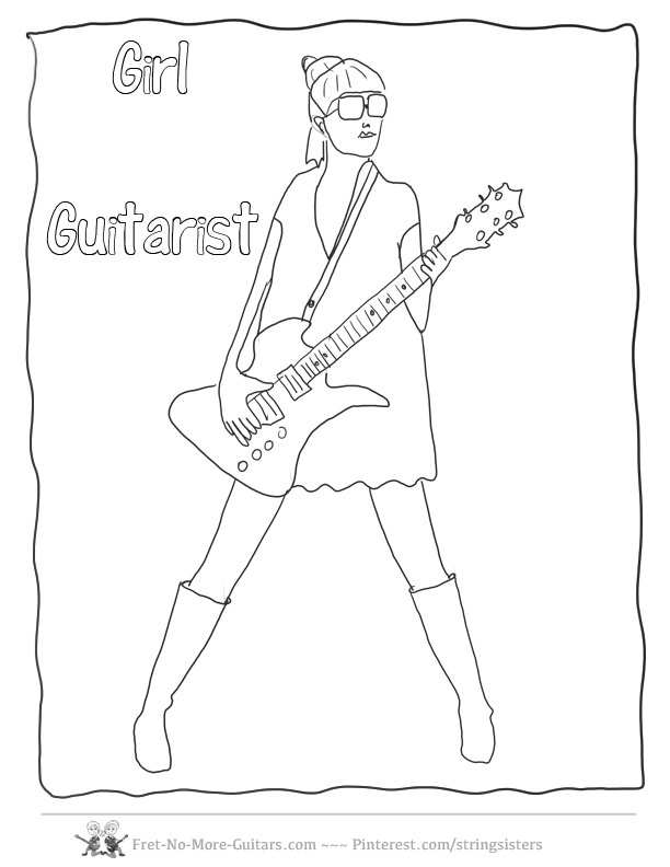612x792 Girls Playing Guitar Coloring Rock Sheet Crokky Pages