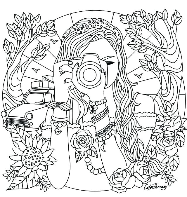 640x675 Coloring Pages Of Girl Camera Coloring Page Girl With A Camera