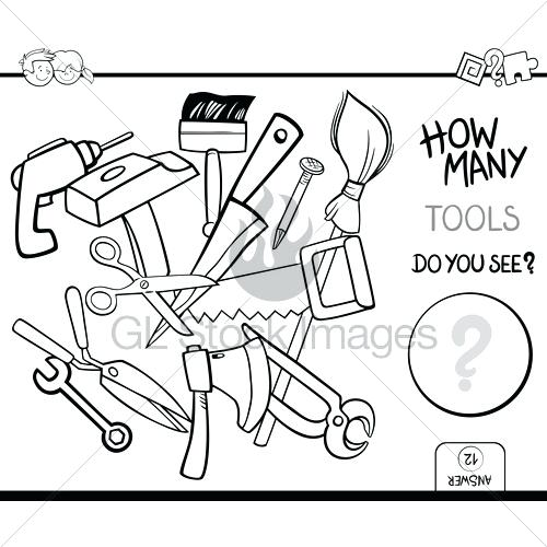 500x500 Tools Coloring Page Counting Tools Coloring Page Activity