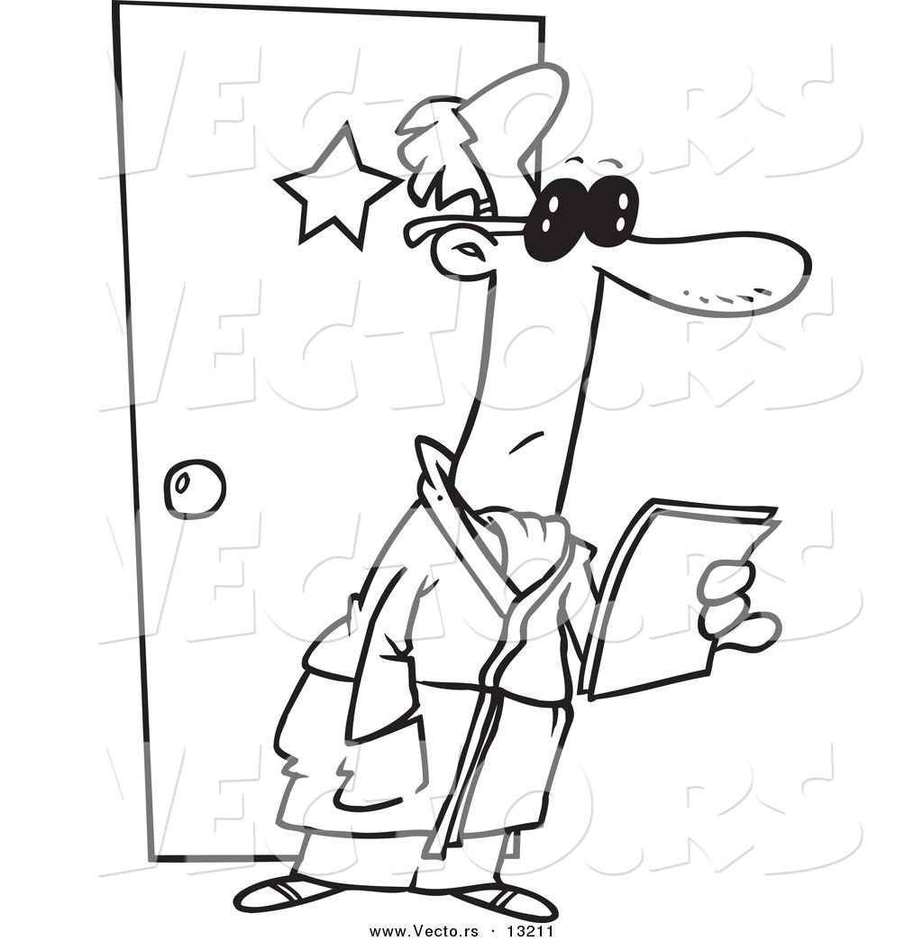 1024x1044 Vector Of A Cartoon Male Actor Reading A Letter Outside His