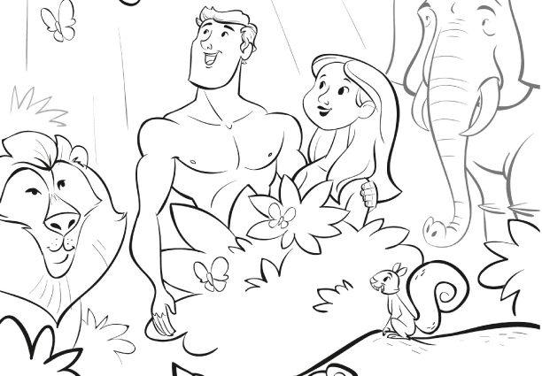 612x425 Adam And Eve Coloring Page Free Coloring Sheet Adam Eve Funny