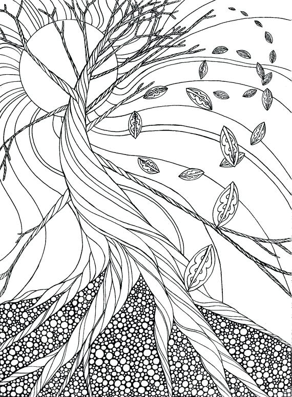 570x776 Coloring Pages Autumn Dead Tree Autumn Adult Coloring Page Gift