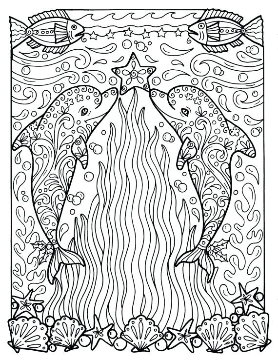 570x738 Coloring Pages Of Dolphins Dolphins Coloring Page Adult Coloring