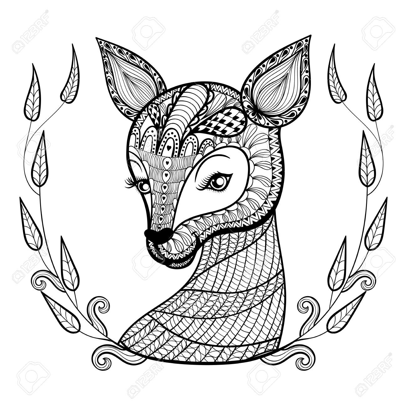 1300x1300 Deer Coloring Pages Free Printable For Simple Adult Wagashiya