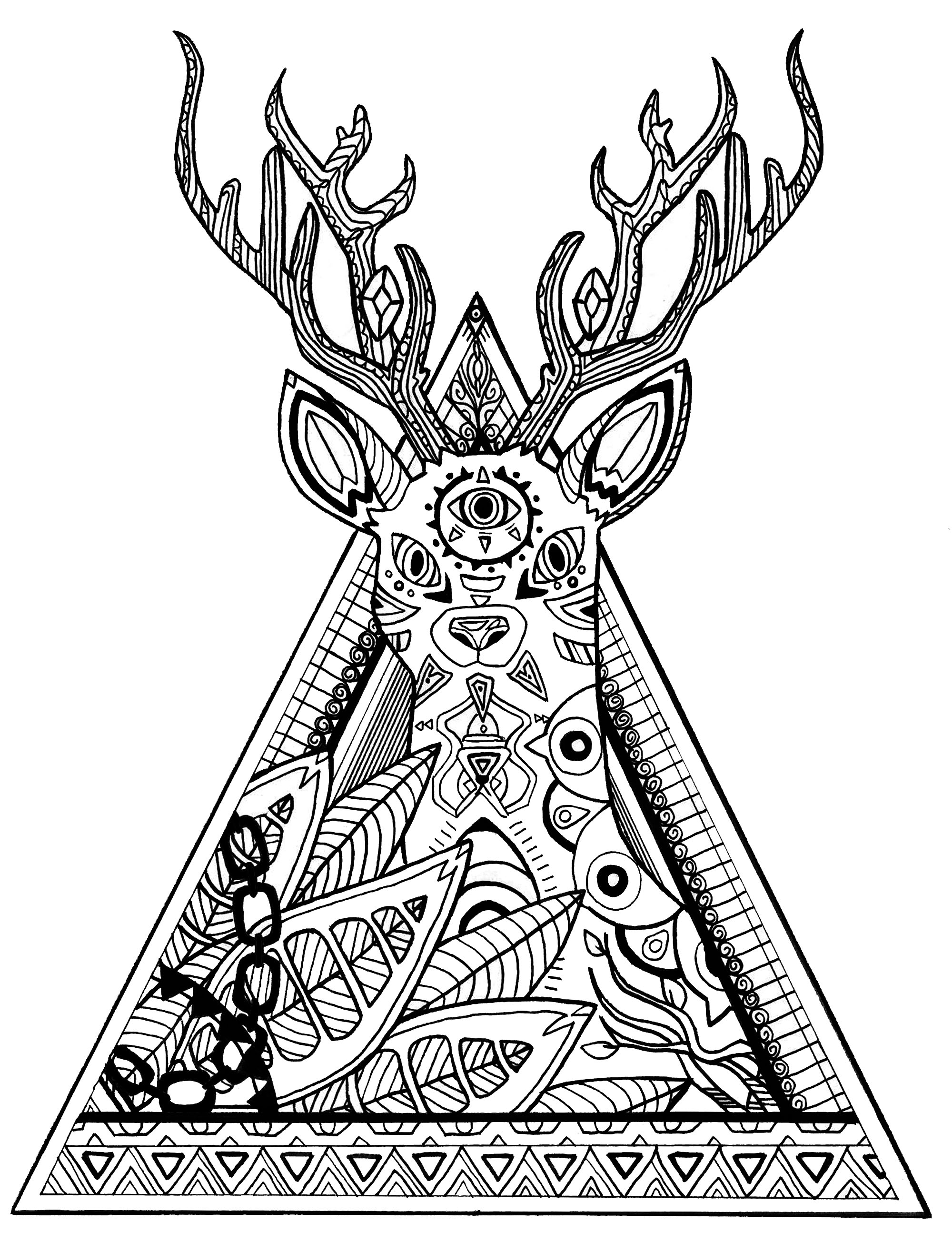 2000x2630 Deer In A Triangle