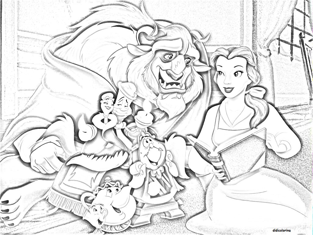 1024x768 Noted Beauty And The Beast Adult Coloring Page