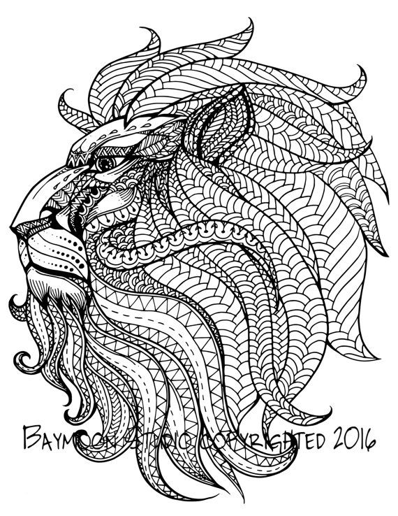 570x738 Royal Lion Head Adult Coloring Pages Colouring Animals