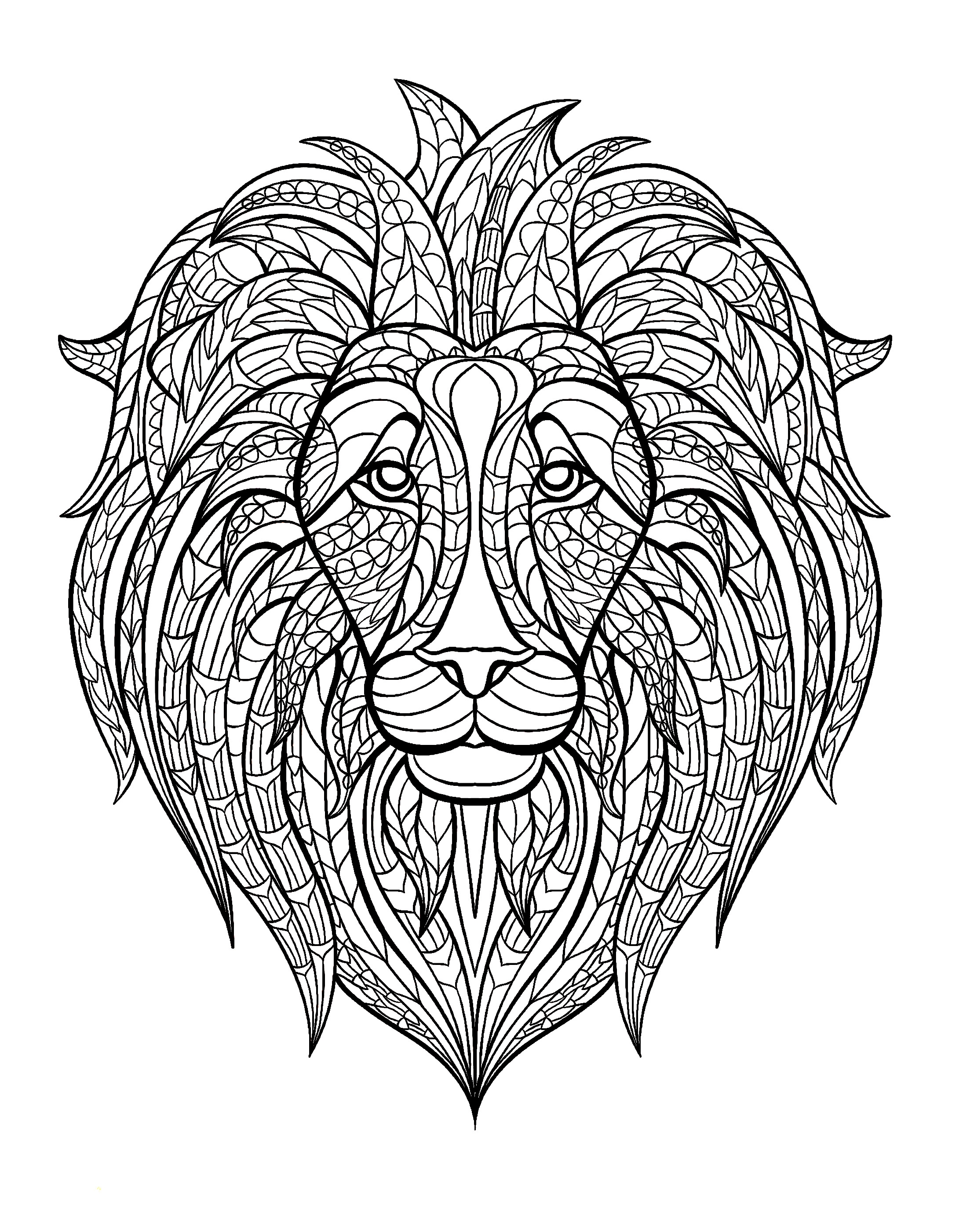 2190x2800 Adult Coloring Pages Animal Patterns Lion Free