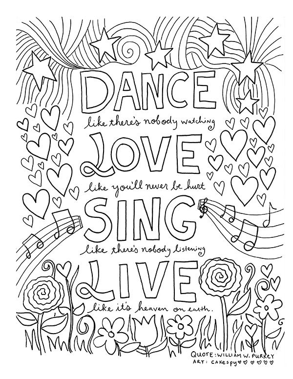 600x776 Printable Adult Coloring Pages Quotes Music Free