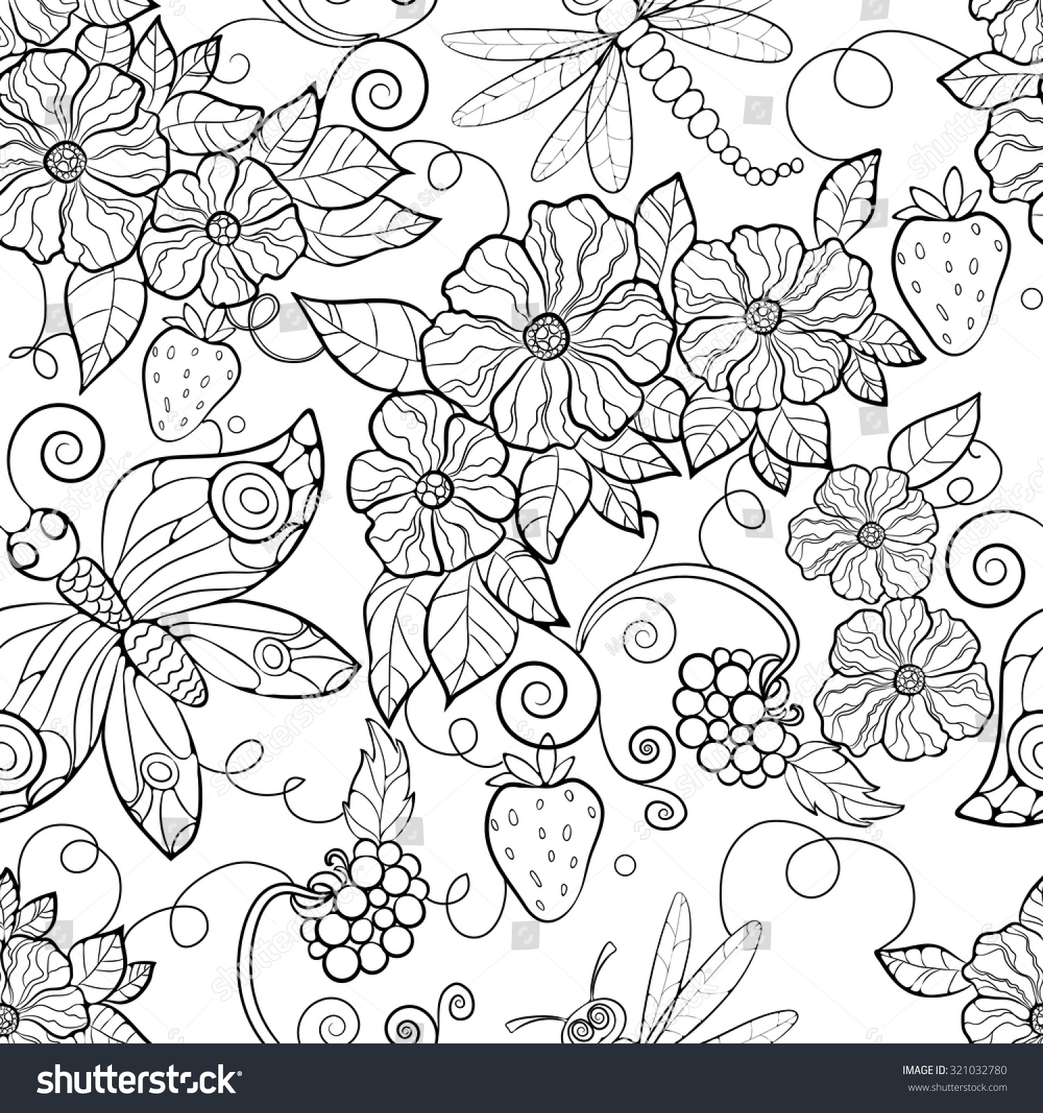 1500x1600 Inspiring Printable Butterfly Pattern Flowers Coloring Pages