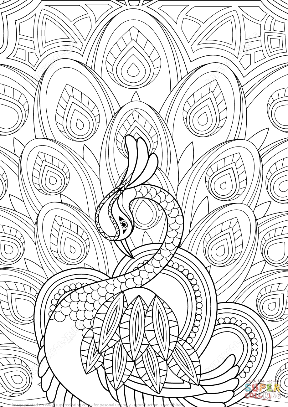 920x1300 New Zentangle Peacock With Ornament Super Coloring Free Coloring