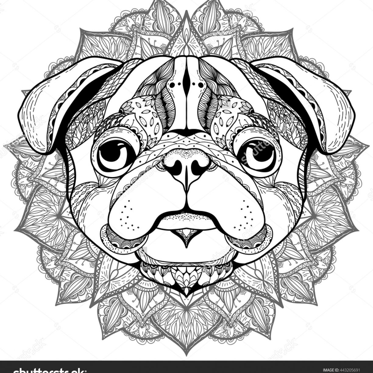 1224x1224 Pug Puppy Coloring Pages Free Christmas Printable Animals