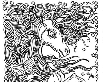 340x270 Unicorn Instant Download Fantasy Coloring Pages Adult Coloring