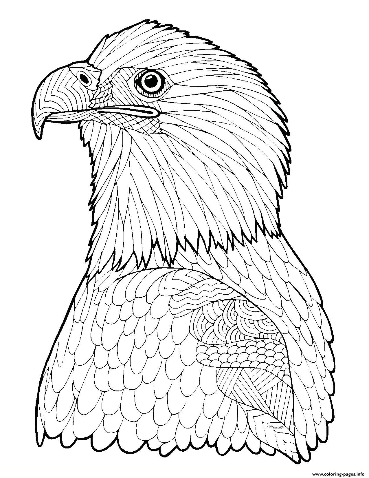 1275x1650 Bald Eagle Zentangle Page Adult Hard Advanced Coloring Pages Printable
