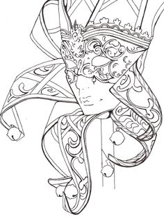 236x316 Mask Carnival Fantasy Coloring Pages Colouring Adult Detailed