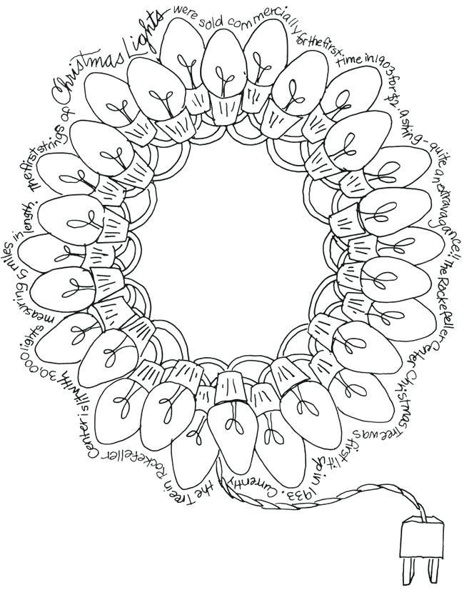 650x826 Wreath Coloring Pages Yule Holiday Light Wreath Coloring Page Free