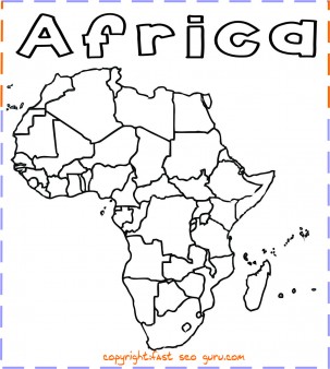 303x338 Printable Africa Map Coloring Page