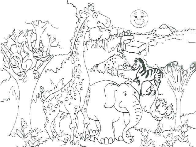 640x480 Africa Coloring Pages Waterfall Coloring Page African Animals