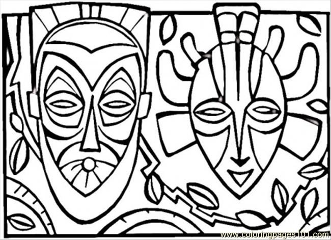 650x471 Coloring Pages African Mask