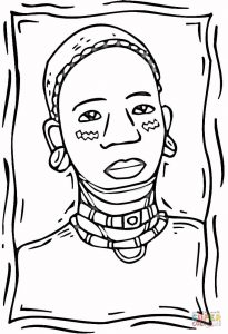 205x300 African Culture Lady And Zebra Coloring Page