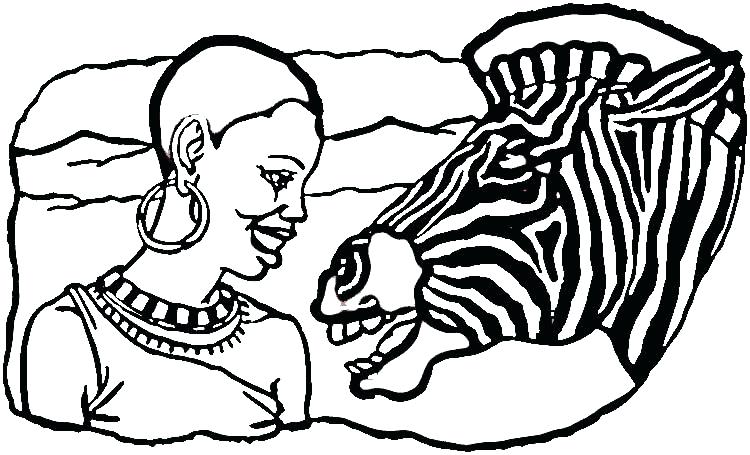 750x455 Africa Coloring Pages Culture Lady And Zebra Coloring Page