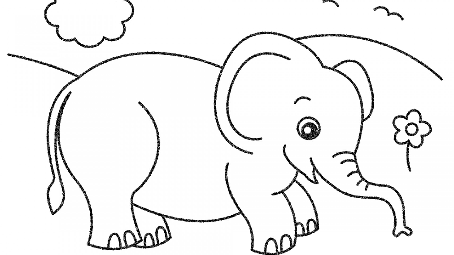 1920x1080 Unique Cartoon Elephant Coloring Pages Design Printable Coloring