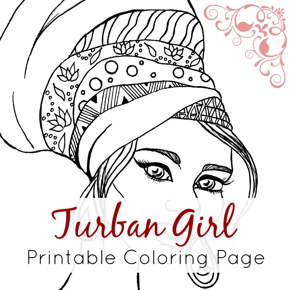 1000x1000 African Girl Coloring Page African Girl With Turban