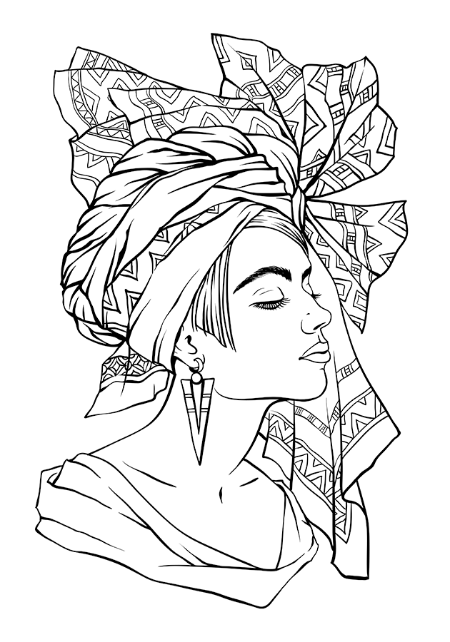 630x900 African Queen Coloring Pages Copy Stock Vector Beautiful Fashion