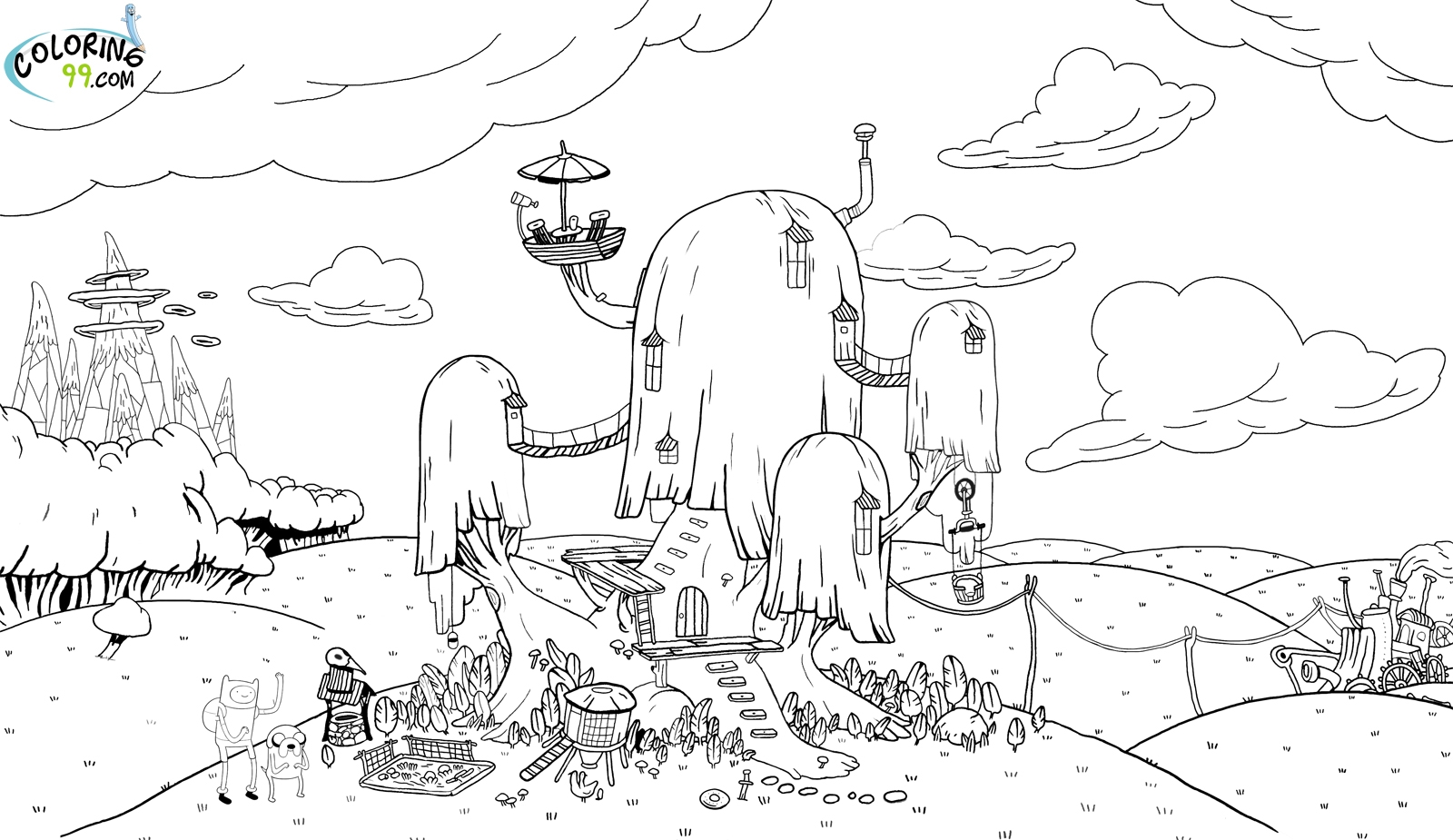 1600x925 Adventure Time Coloring Pages Tree House Gallery Coloring