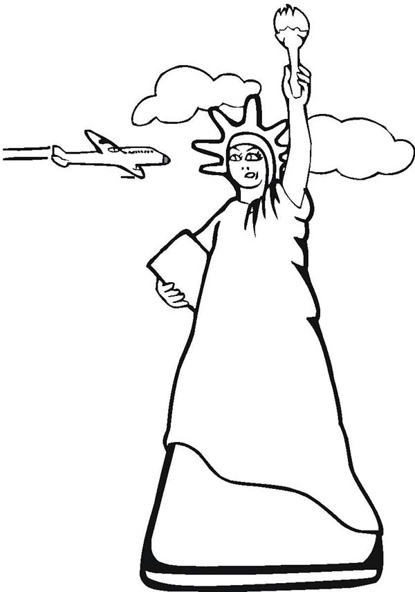 600x856 Statue Of Liberty And Air Force One Coloring Page