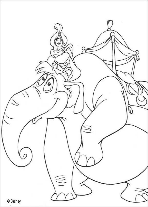 607x850 Aladdin's Elephant Coloring Pages